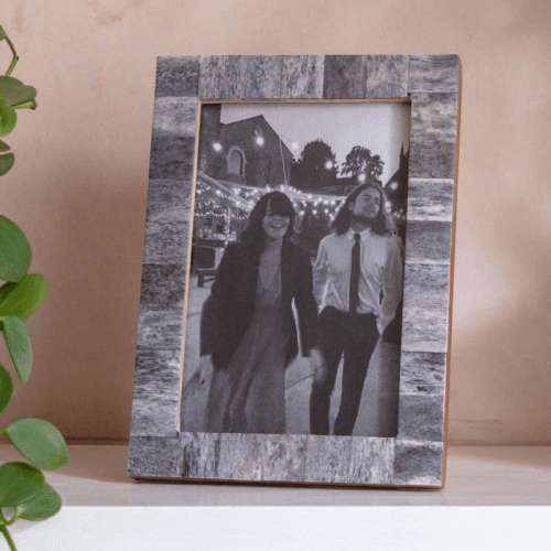 Image showing the Bone Photo Frame, 6 x 4", Gray product.