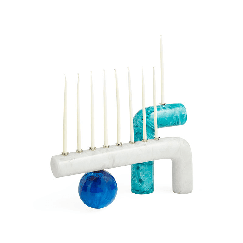 Mustique Menorah, 37cm, Blue