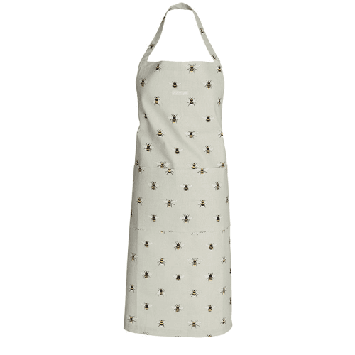 Image showing the Bees Linen Apron, Natural, Yellow product.