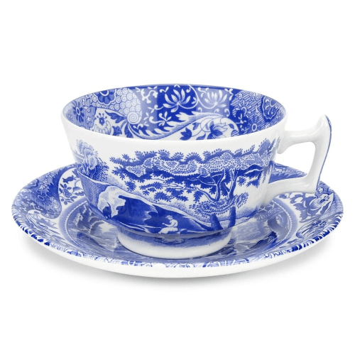 Image showing the Blue Italian Set of 4 teacups and saucers, 200ml product.