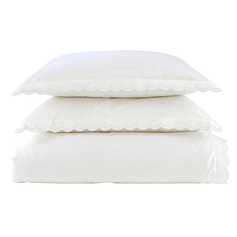Scallop Edge Duvet Set, Double, White