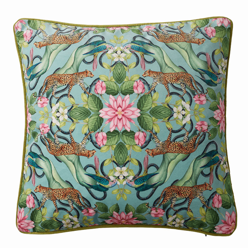 Menagerie Cushion, 43 x 43cm, Aqua