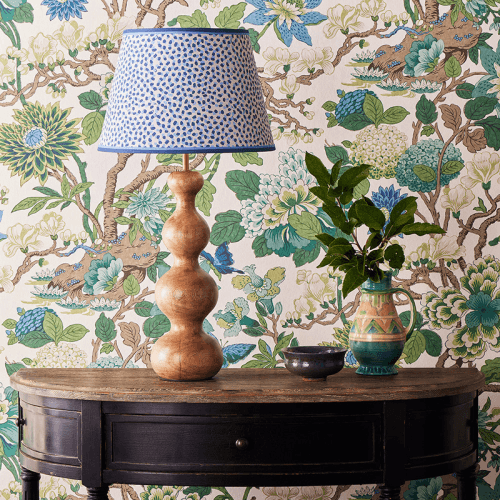 Image showing the Empire Straight Shade Polka Dot Paper By GP & J Baker, 30cm, Blue/Indigo product.