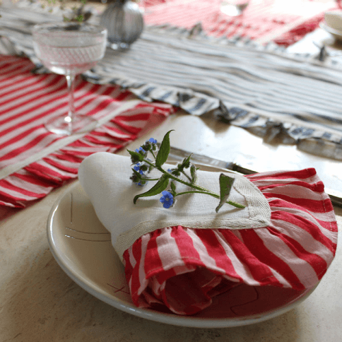 Image showing the Candy Stripe Set of 2 Napkins, 33 x 33cm, Cherry Red product.