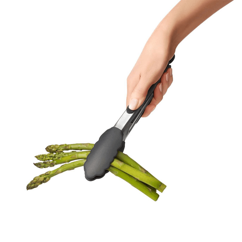 Locking tongs with silicone heads, 9"