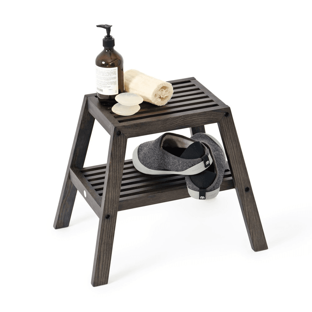 Slatted stool, H42 x W50.5 x D35.4cm, Black