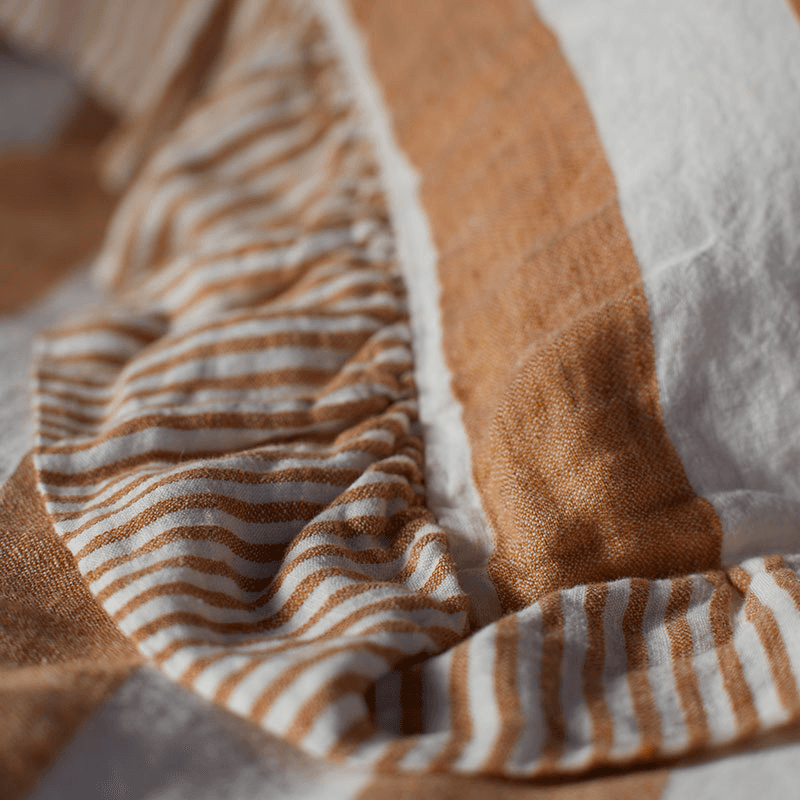 Cora Wide Stripe Cushion Cover, 50 x 50cm, Amber