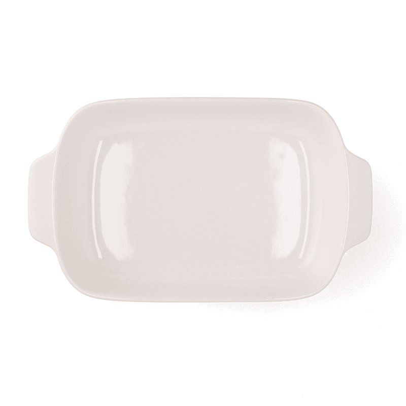 Stoneware Dish with Bamboo Lid, 32cm, Almond Cream