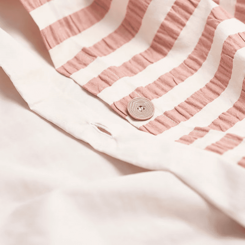 Seersucker Stripe Cotton Duvet Cover, King, Pink Clay
