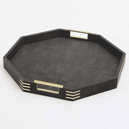 Image showing the Holmes Octagonal Tray, D50cm, Seal Brown Shagreen product.