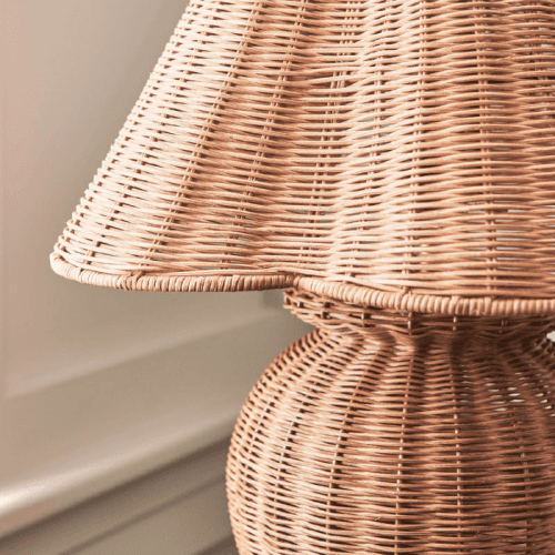 Image showing the Athena Table Lamp & Scalloped Rattan Shade, H79cm, Brown product.