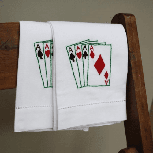 Image showing the Playing Cards Hand Towel, 38 x 58cm, White/Green/Red/Black product.
