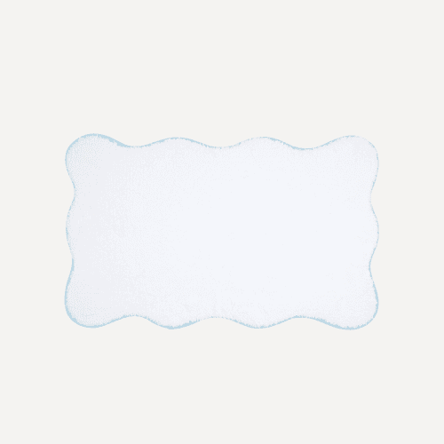 Image showing the Scalloped Piped Bath Mat, 80 x 50cm, Powder Blue product.