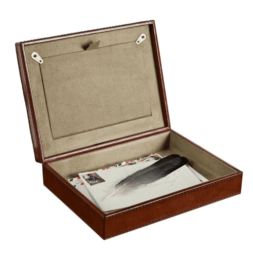 Image showing the Leather Photo Memorabilia Box, Conker Brown product.