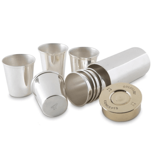 Image showing the Cartridge Set of 8 shot cups, 10cm, Silver Plate product.
