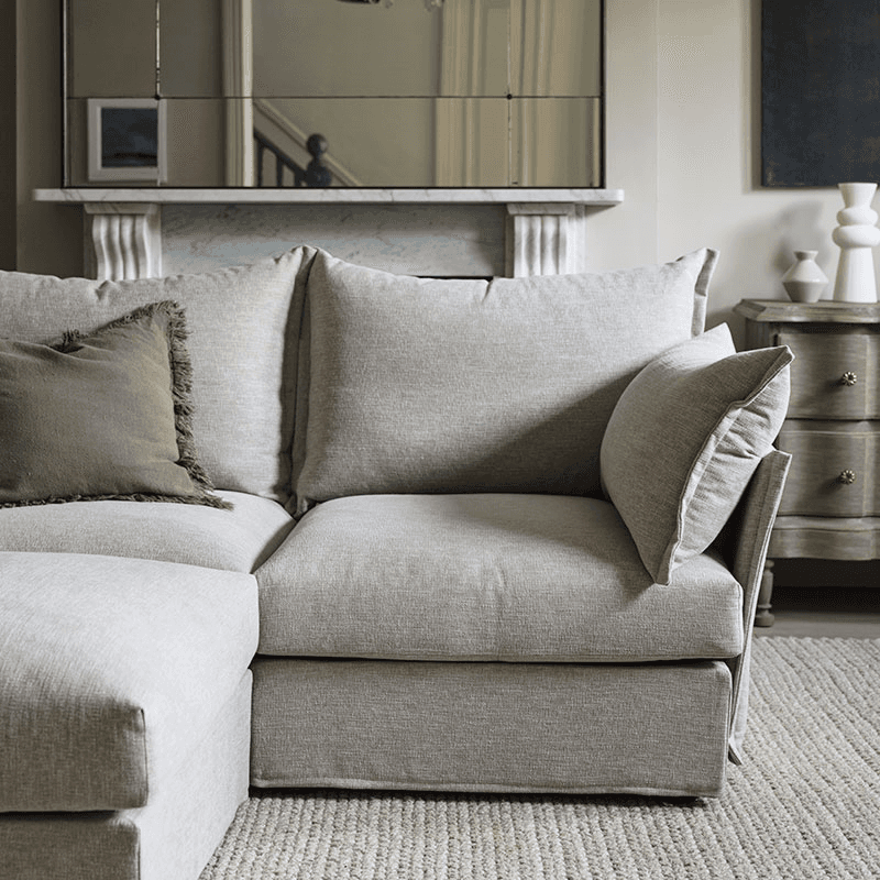 Model 06 Linen 2 Seater Sofa With Chaise, Pumice