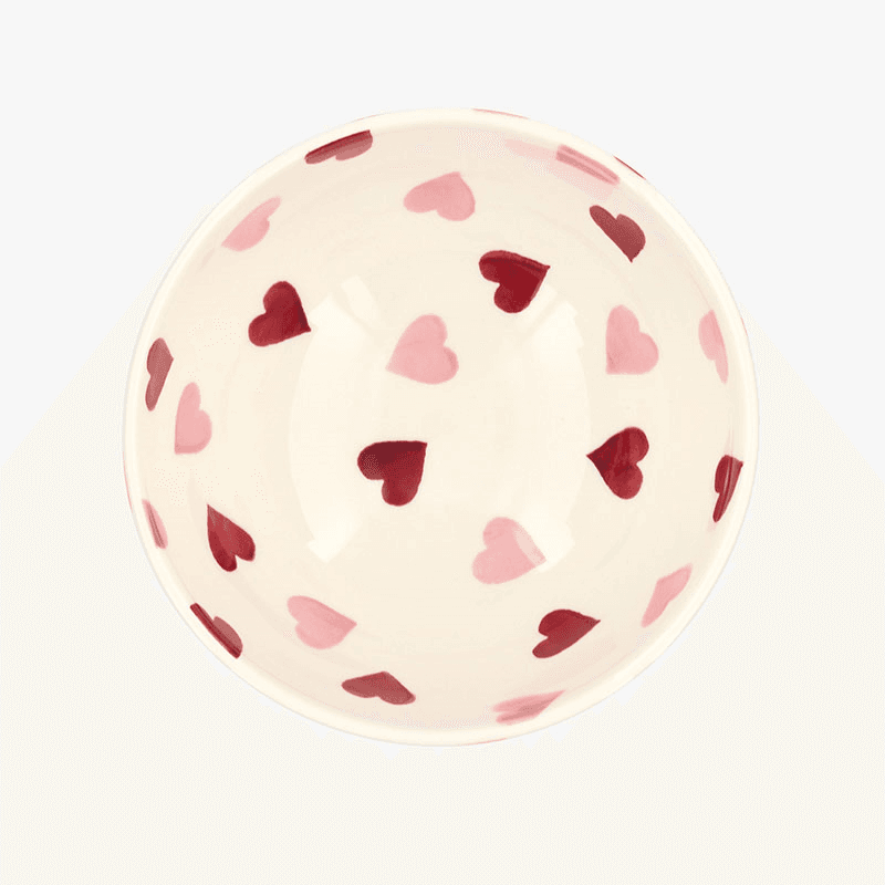 Pink Hearts French Bowl, D13.5cm, Cream