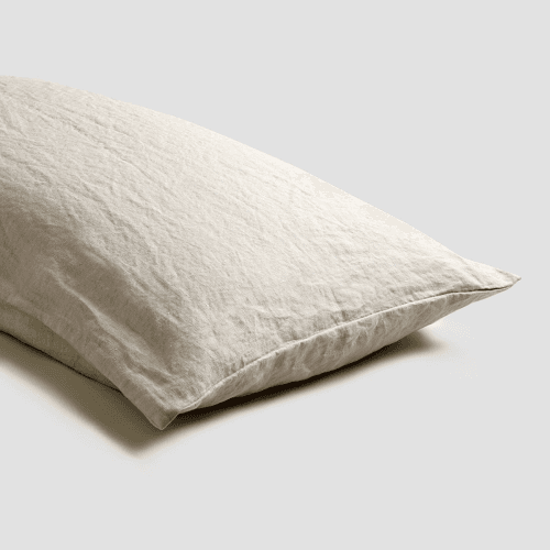 Image showing the Oatmeal Linen Pair of Pillowcases, Standard product.