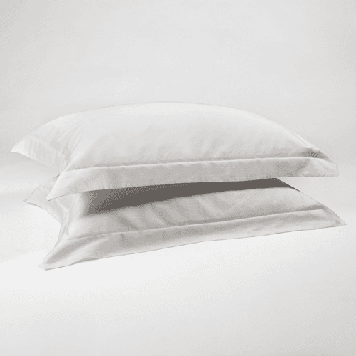 Image showing the The Edged 300 Thread Count Sateen Oxford Border Pair of Pillowcases, Standard, Dove grey product.