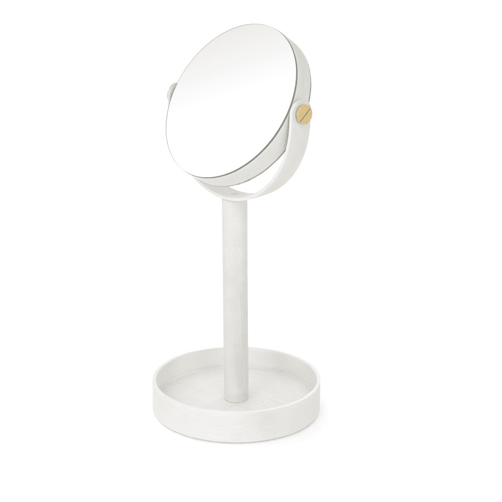 Close Up Magnifying mirror, H45 x Dia19.5cm, White/Oak