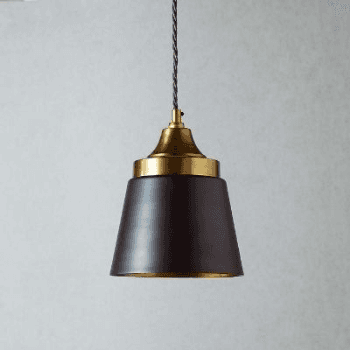 Pendant Light, Mcatty, Black with Brass Interior