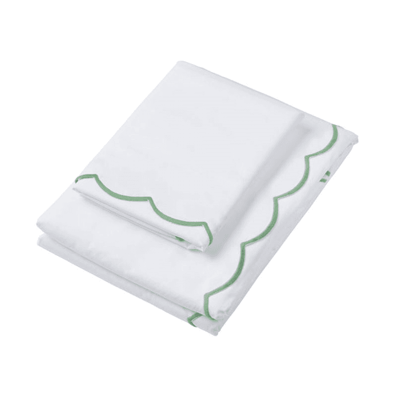 Annabelle Scalloped Super King Duvet Cover, Asparagus