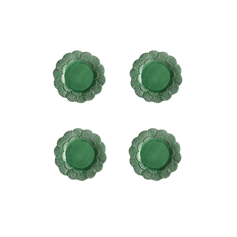 Laguna Shell Set of 4 Side Plates, H 3cm, W 22cm, D 22cm, Green