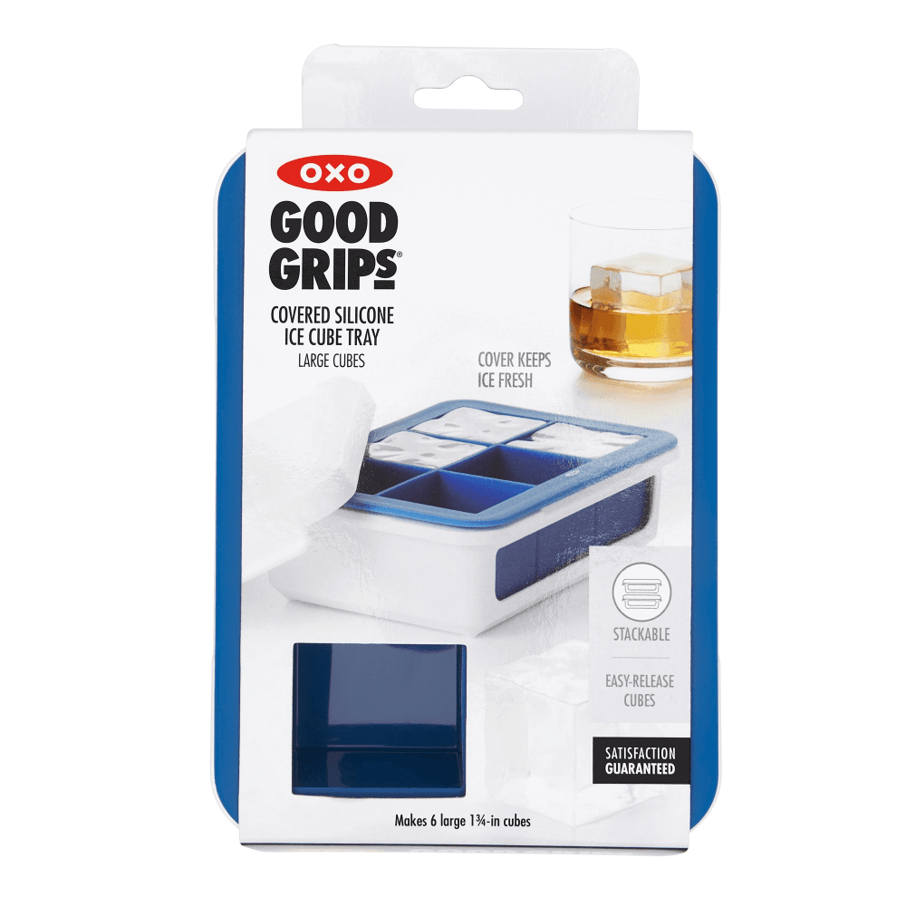 Covered silicone ice cube tray - large cubes