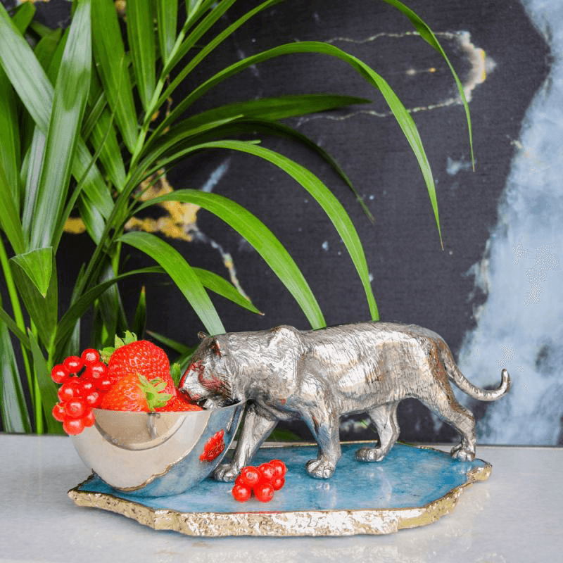 Wild Tiger Nibbles Bowl, L33 x W12 x D12cm, Silver