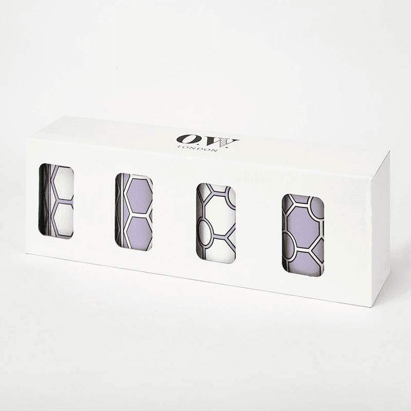 Hex & Hoop Set of 4 Mugs, 350ml, Violet