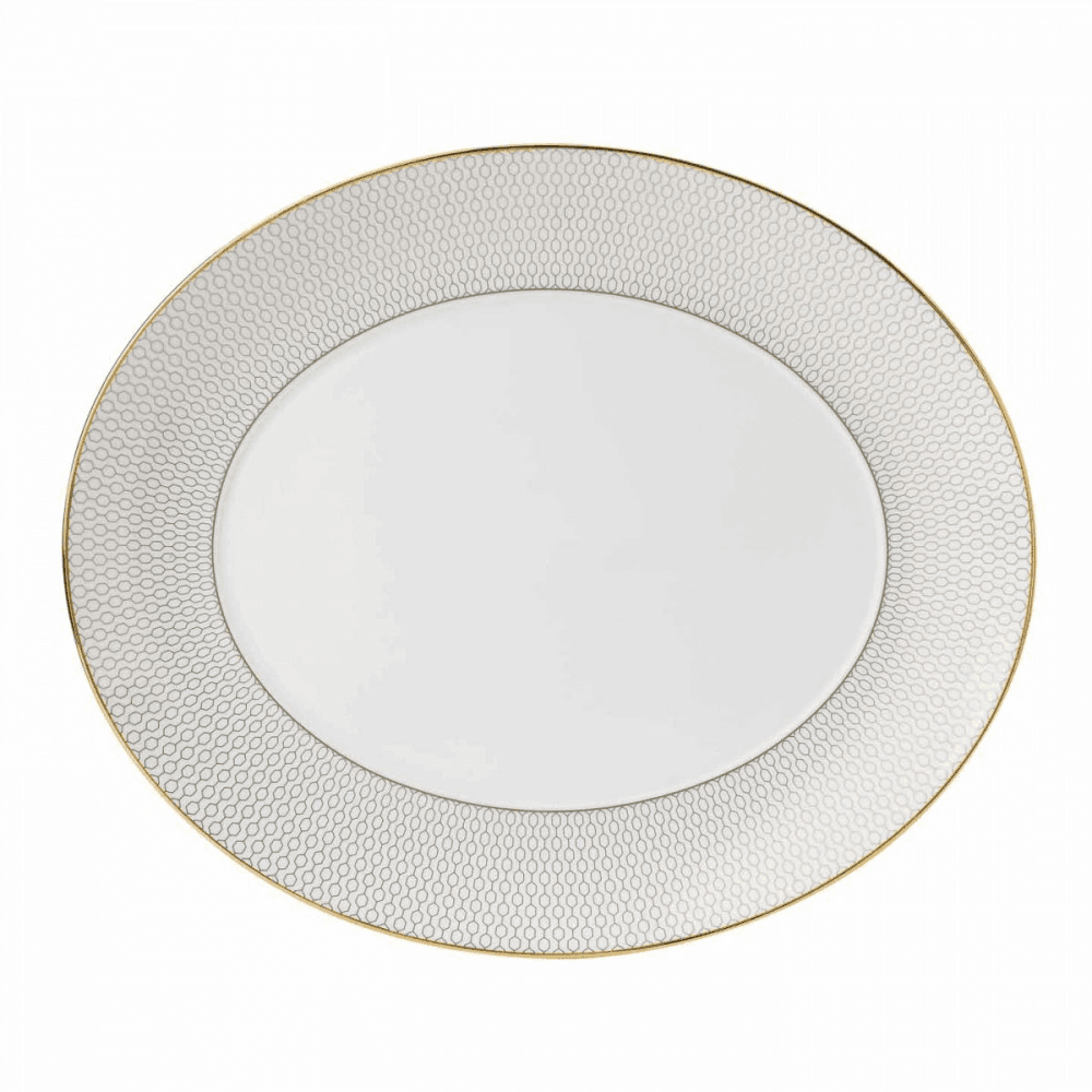 Gio Gold Oval serving platter, 33cm, Gold/White