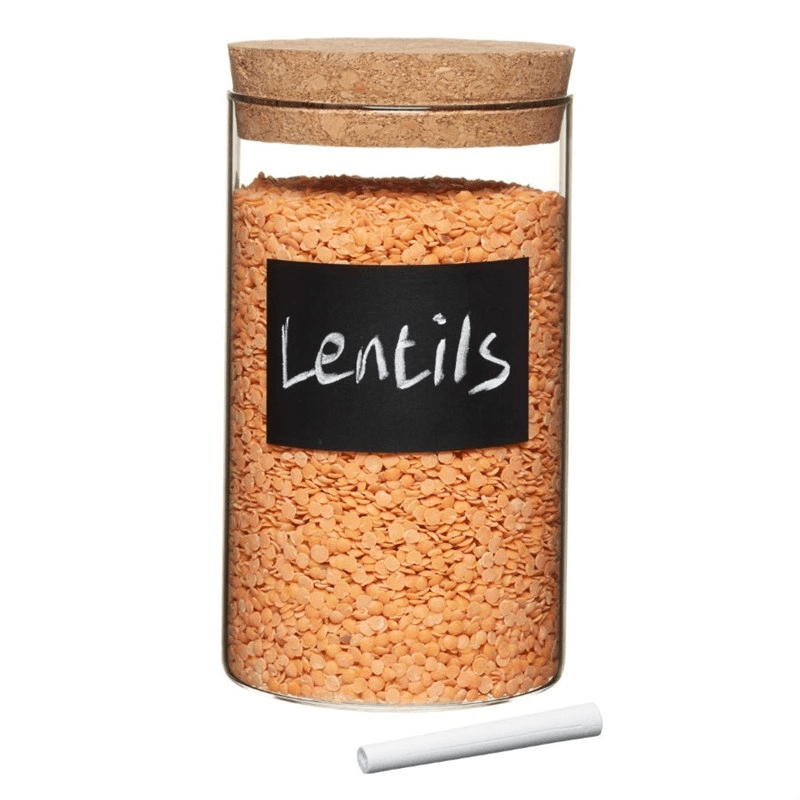 Natural Elements Storage canister with chalk label, Medium - 10 x 17cm, Glass