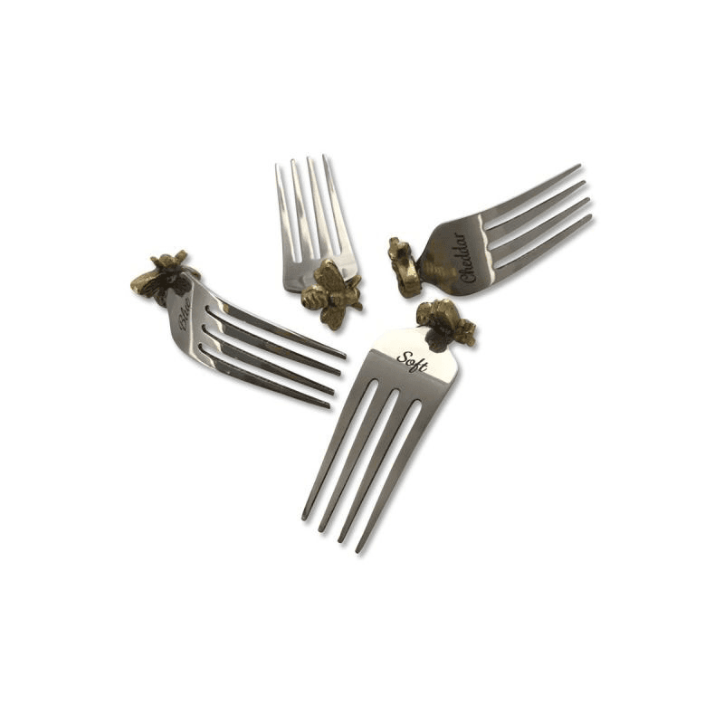 Bee Set of 4 Cheese Markers, L8cm, Silver