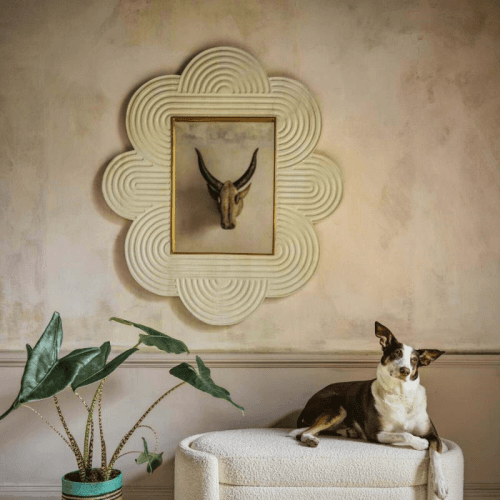 Image showing the Cumulus Cloud Mirror, H106 x W121cm, White & Brass product.