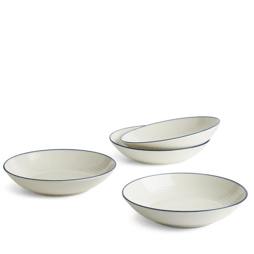 Image showing the Gordon Ramsay Maze Denim Line Set of 4 Pasta Bowls, D24cm, White product.
