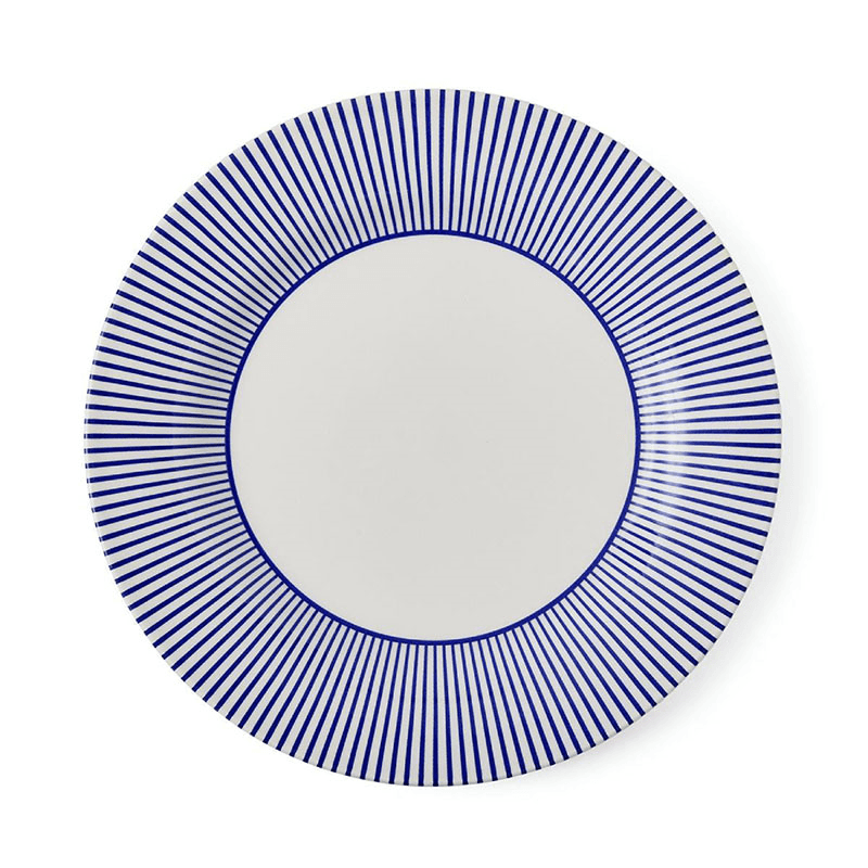 Stecatto Set of 4 Dinner Plates, D28cm, White and Blue