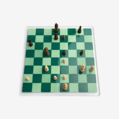 Image showing the David Perry Draughts/Chessboard, 35x35x1cm, Light & Dark Green product.