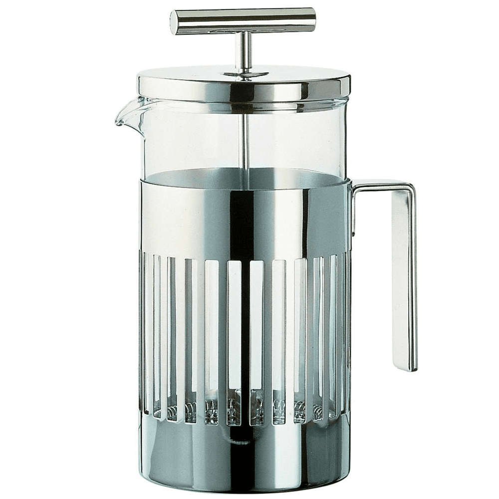 Aldo Rossi Press-filter coffee maker, 3 cup, stainless steel and glass