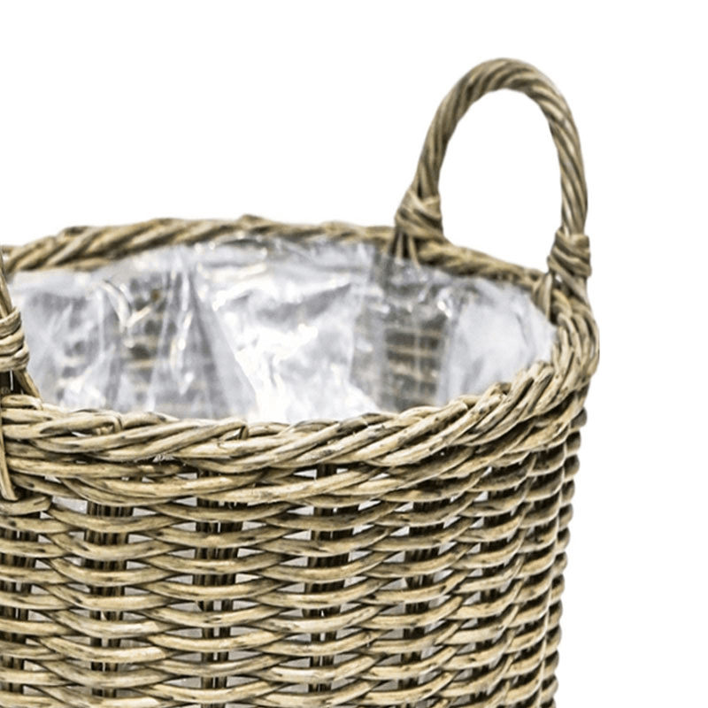 Polyrattan Set of 2 Planters, Natural