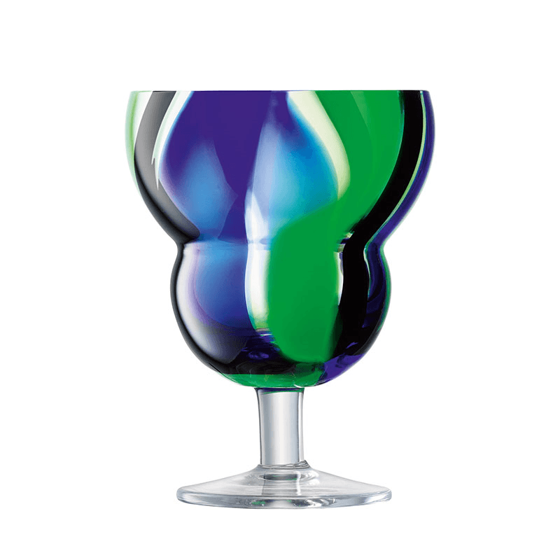 Folk Set of 2 Wine Glasses, 230ml, Black/Blue/Green
