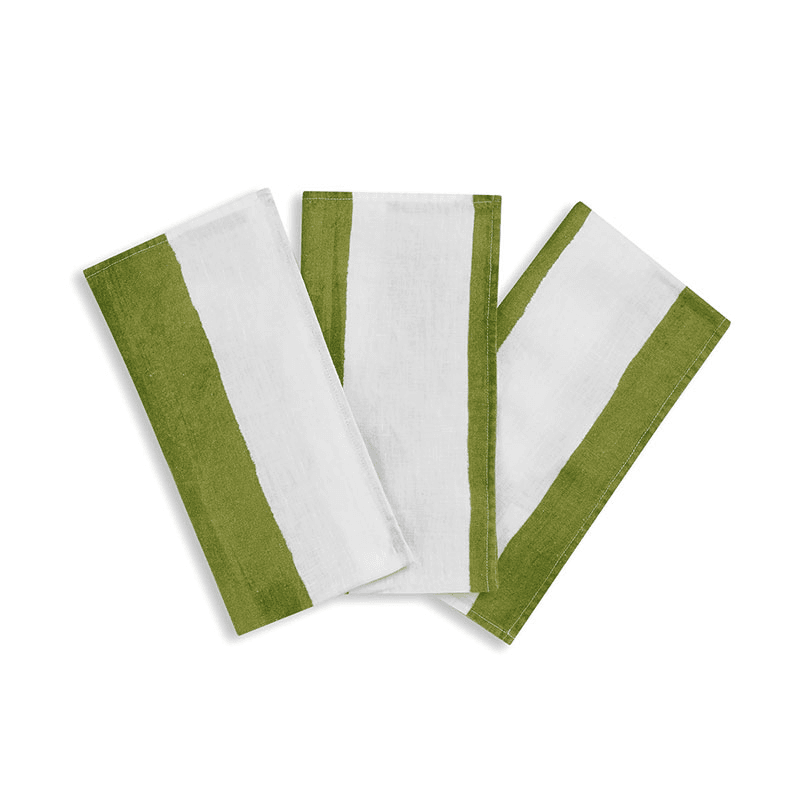 Stripe Linen Napkin, 50cm x 50cm, Avocado Green