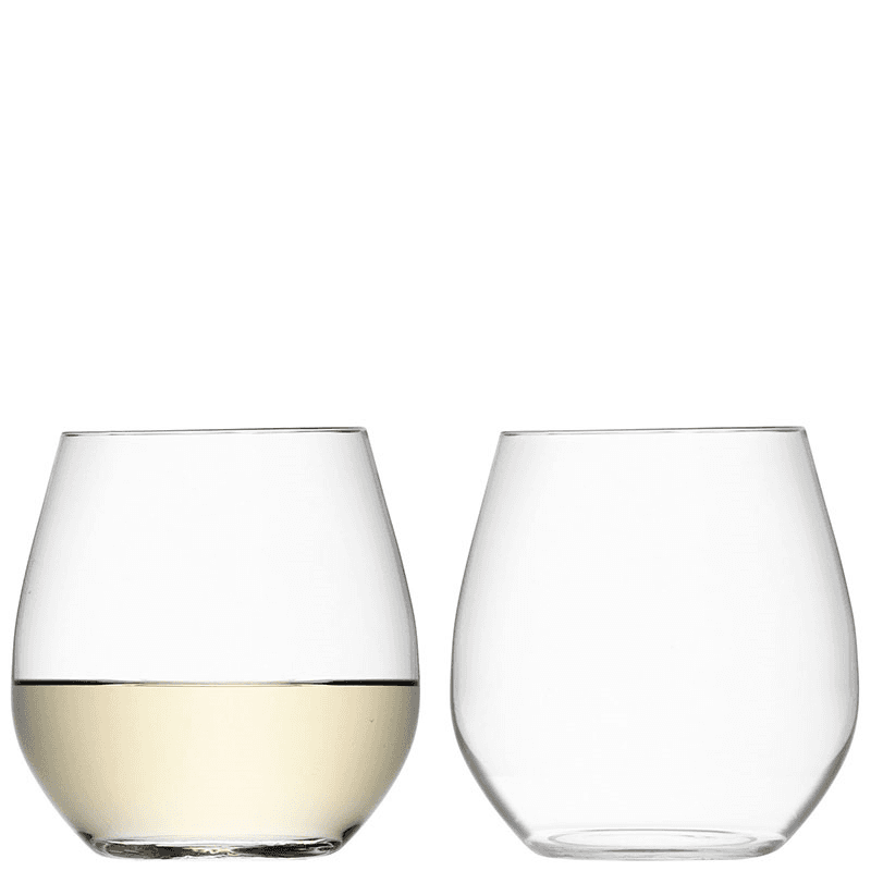 Wine Stemless White Wine Glasses Set of 2, 370ml, Clear