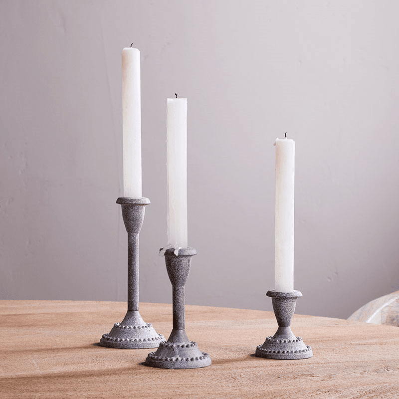 Moremi Candle Holders, H18cm, Aged Zinc