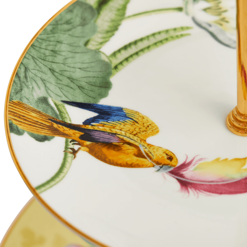 Wonderlust Waterlily 3 Tier Cake Stand, White/Yellow/Floral