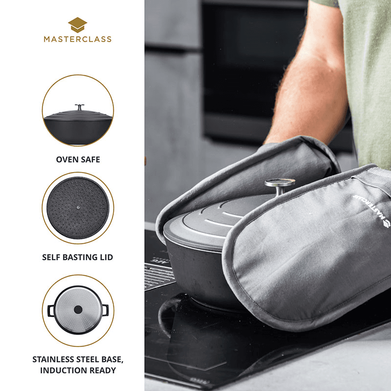 Cast Aluminium Casserole Dish, 2.5L, Black