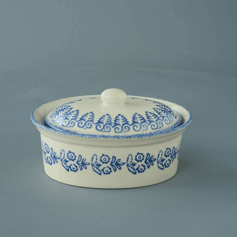 Lacey Blue Oval butter dish