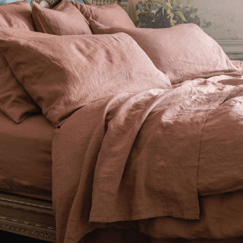 Image showing the Linen Flat Sheet, King, Warm Clay product.