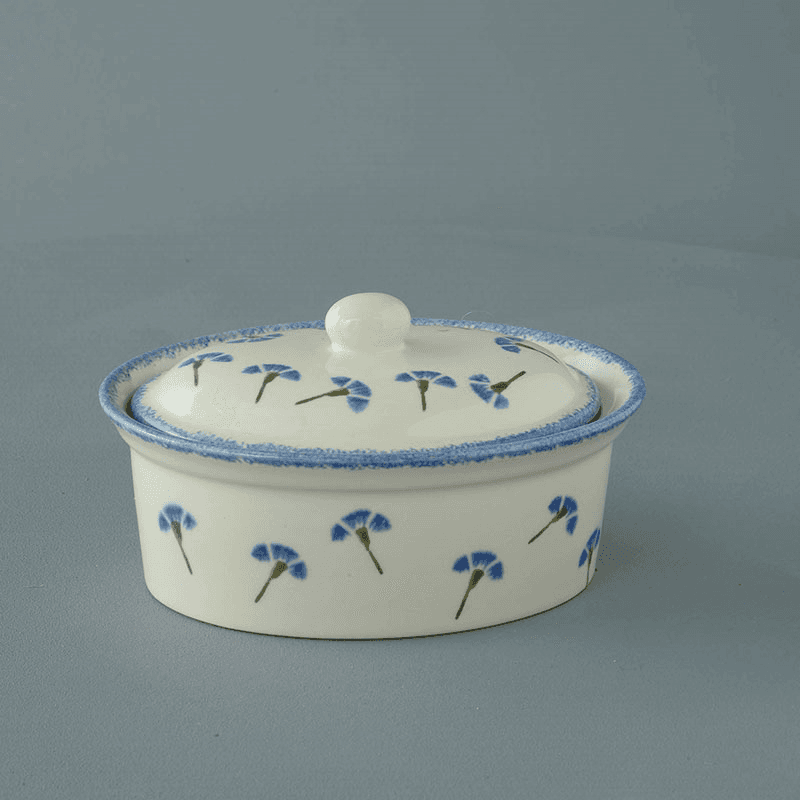 Cornflower Oval Butter Dish, 400ml