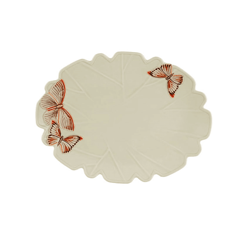 Cloudy Butterflies Oval Platter, W30 x L40 cm, White