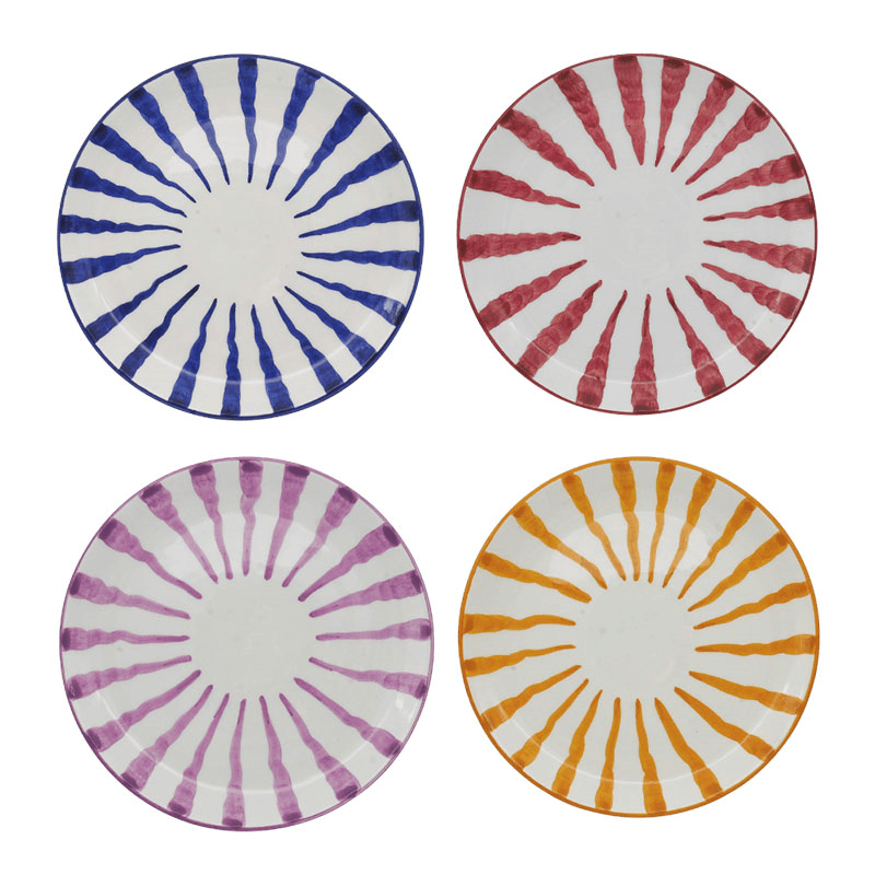 Wave Set of 4 Dinner Plates, D26cm, Multi